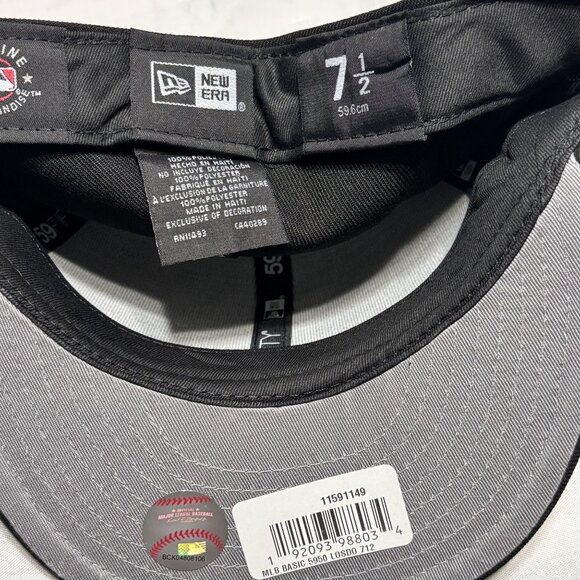 New Era 59Fifty Los Angeles Dodgers Fitted Hat, Size 7 1/2- Black/White MLB Cap - Picture 5 of 7